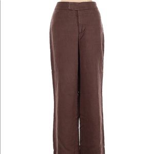Brown linen wide leg pant